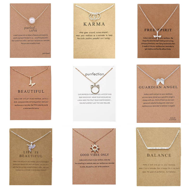 New Trendy Alloy Cute Elegant Simple Karma Wish Shine Free Luck Pendant  Necklaces for Women Fashion Accessories Jewelry Dropship