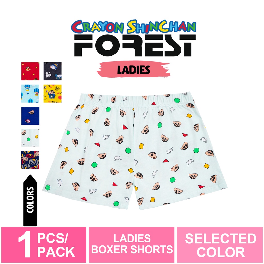 1 Pc) Forest X Garfield Ladies 100% Cotton Boxer Selected Colours