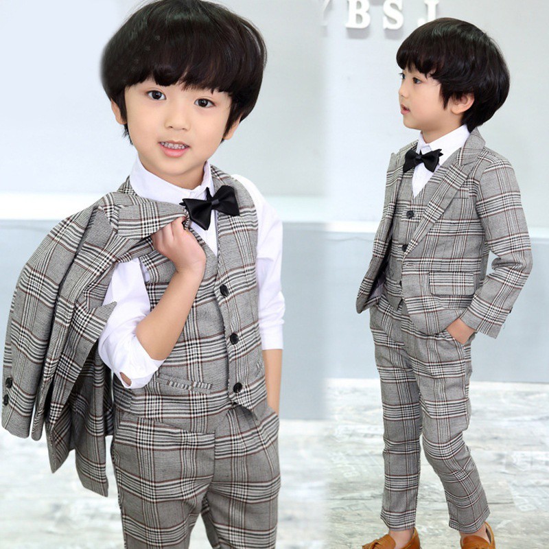 4Pcs Kids Baby Boys Gentleman Outfits Party Formal Suit+Shirt+Bow