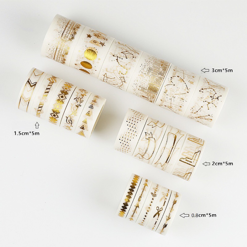 Washi Tape,12 Rolls Washi Tape Set Decorative Washi Tape Cute Gold Foil  Flower Decorative Masking Tape For Diy Arts & Crafts,15Mm X 3M