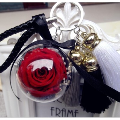 Preserved hot sale rose keychain