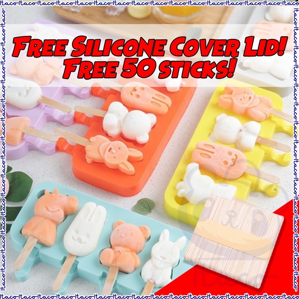 ITACO Silicone Ice Cream Mold FREE 50 Wooden Sticks Ice Cream