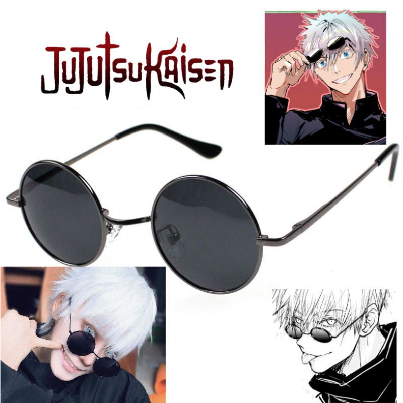 Gojo Satoru Black Glasses Round Lens Anime Cosplay Eyewear Circle Sunglasses  Don't Worry I'm the Strongest 