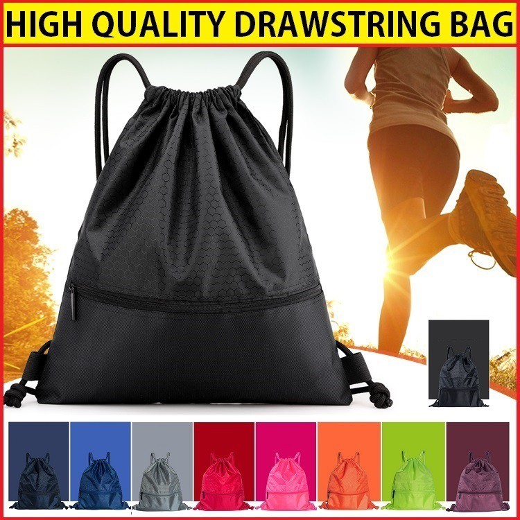 Waterproof Drawstring Backpack with Zip Pocket