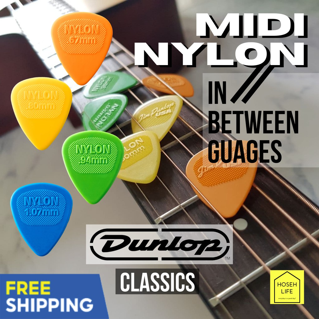 SG Stock Nylon Midi Jim Dunlop Classic Guitar pick In Between