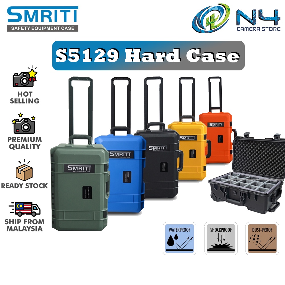 SMRITI Pull Rod Hard Case (Small 5129) For Photography ABD Double Throw  Latches Watertight Dustproof Crushproof Case