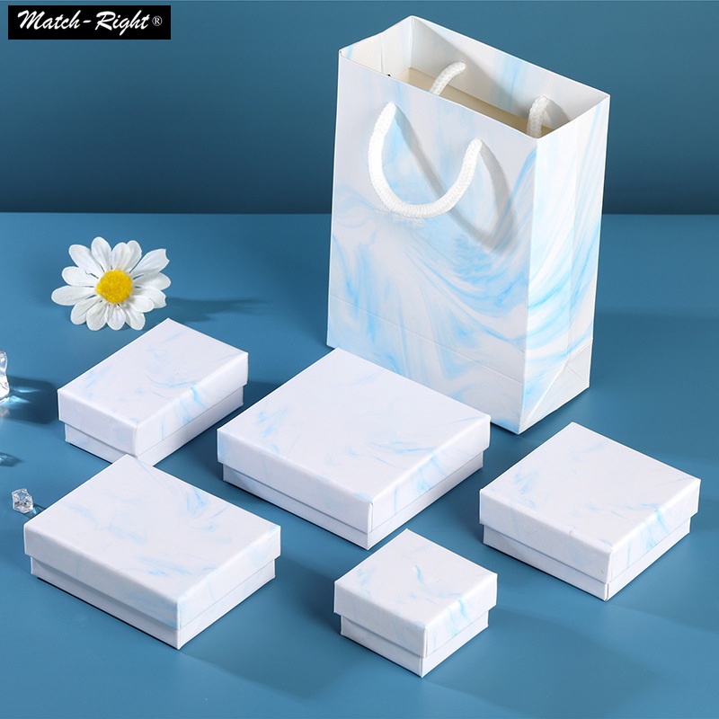 Blue Tissue Box, Marbled Paper Design