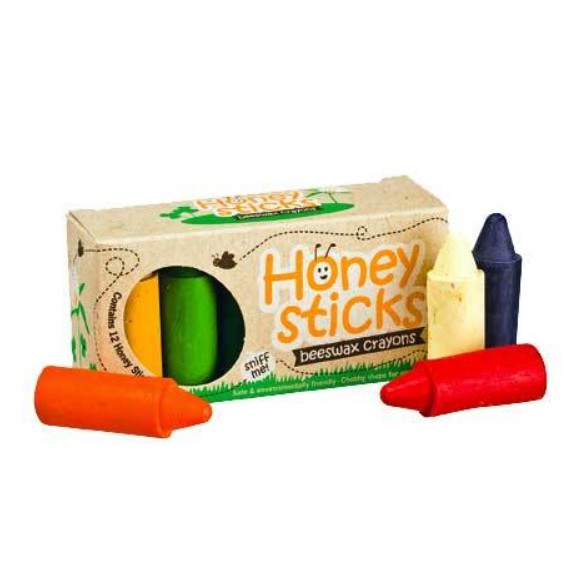 Honeysticks 100% Pure Beeswax Crayons (6 Pack, Longs) Natural, Non Toxic, Safe for Toddlers, Kids and Children, Handmade in New Ze