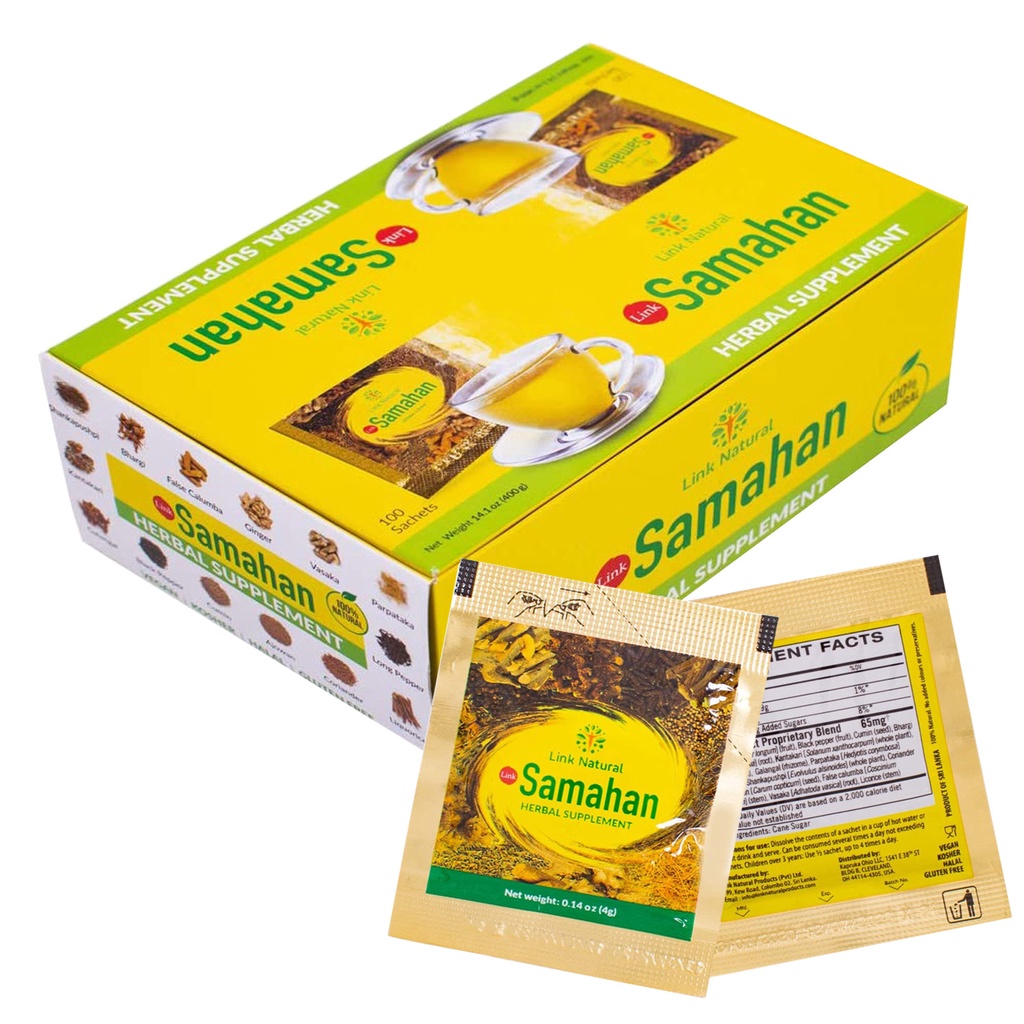 Samahan Ayurvedic Herbal Tea Packets - Sri Lankan Blend with 30 Sachets