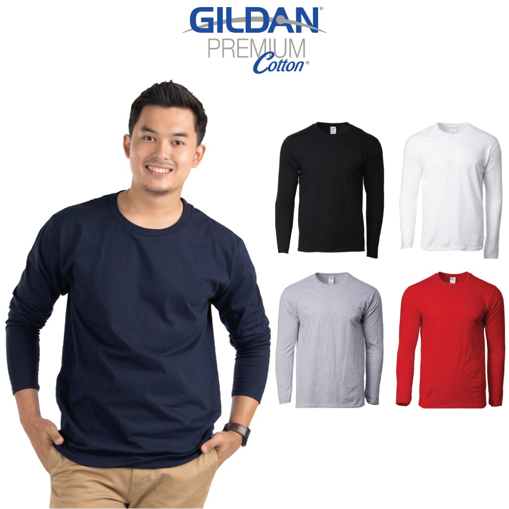 Gildan 76400 Premium Cotton Adult Long Sleeve T-Shirt (White)