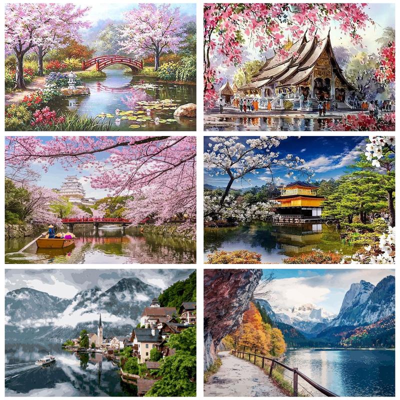 Deep Mountain Paint By Numbers For Adults Kids Handpainted Landscape Oil Painting  Canvas Drawing Frameless DIY Gift Home Wall - AliExpress