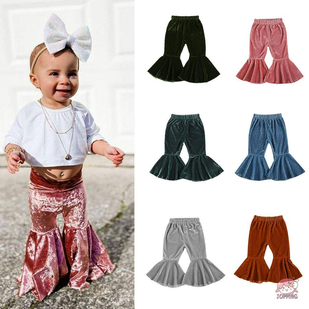 ❤J0P-0-6 Years Girls Velvet Bell-Bottoms Baby Children Long