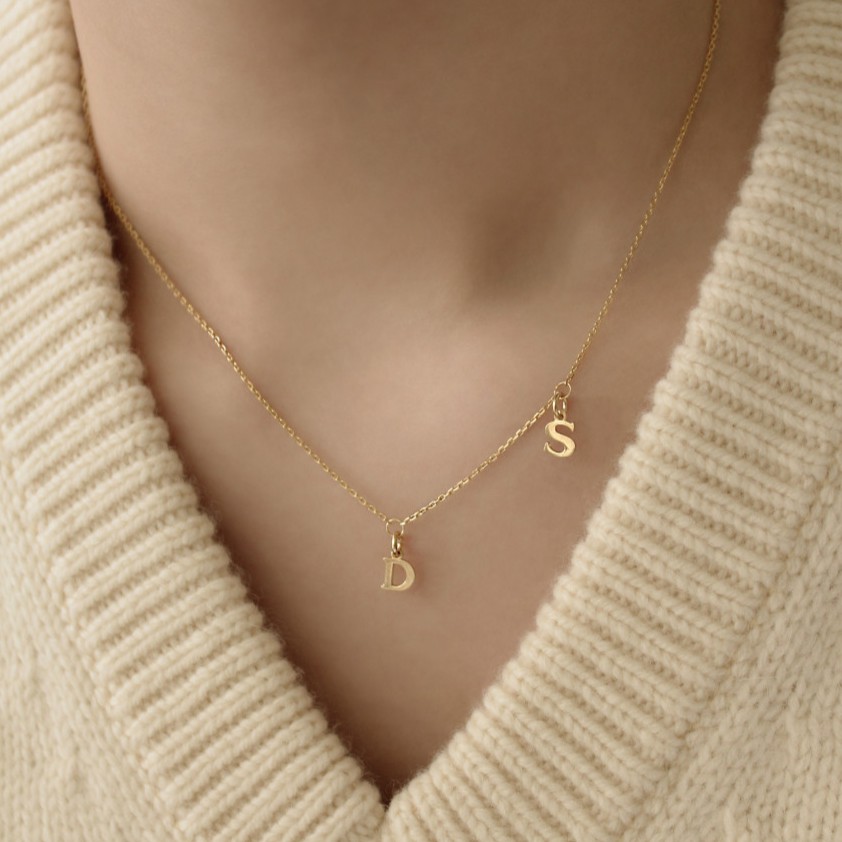 Gold letter clearance chain necklace