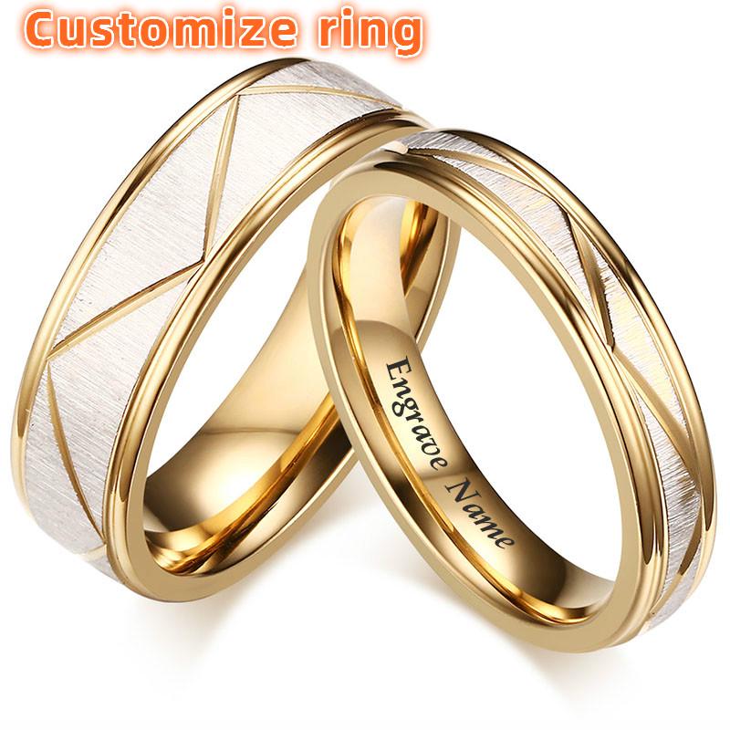 free gift Engrave Name Romantic Wedding Rings for Lover Fashion