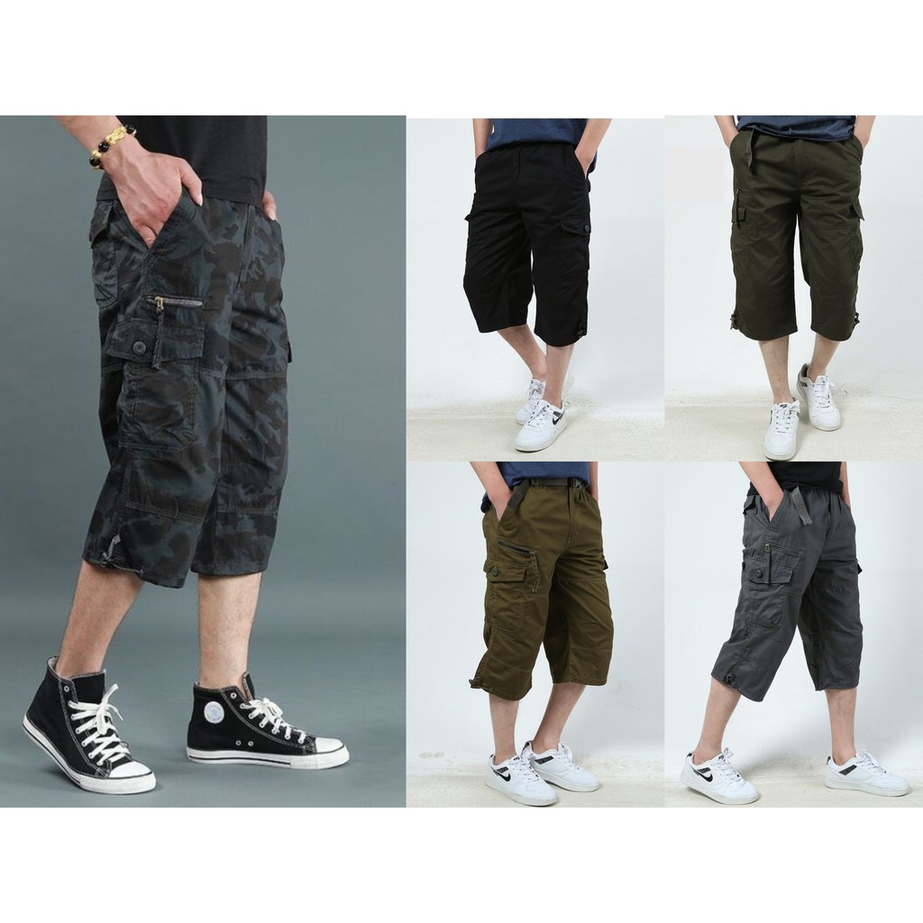 3/4 Casual Pants Three Quarter Pants Seluar 3 Quarter Seluar Pendek  Pinggang Getah Short Cargo