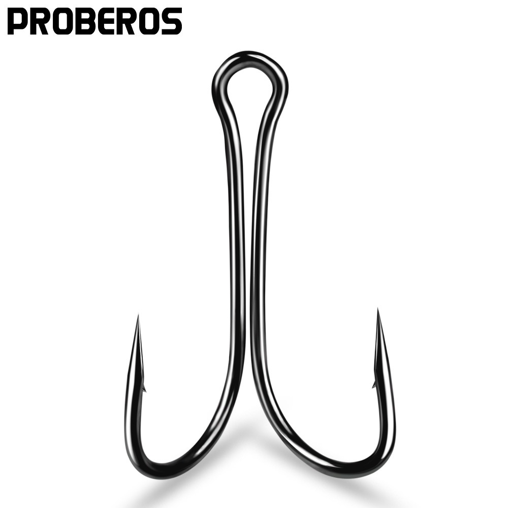 100Pcs Strong Treble Hooks High Carbon Steel 13.5~45mm for Sea