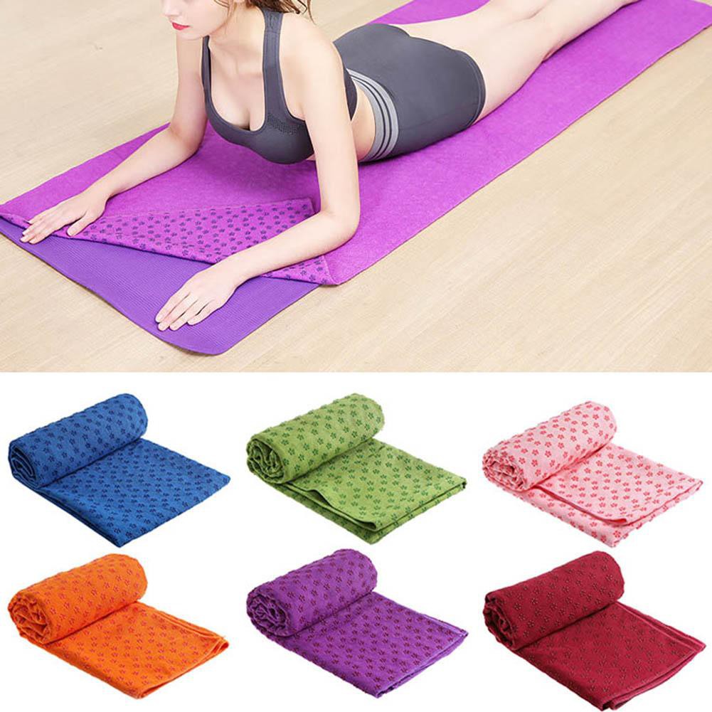 185x82cm Polyester Yoga Mat Cover Towel Anti Skid Pilates Indoor Towel  Foldable with Mesh Bag Soft