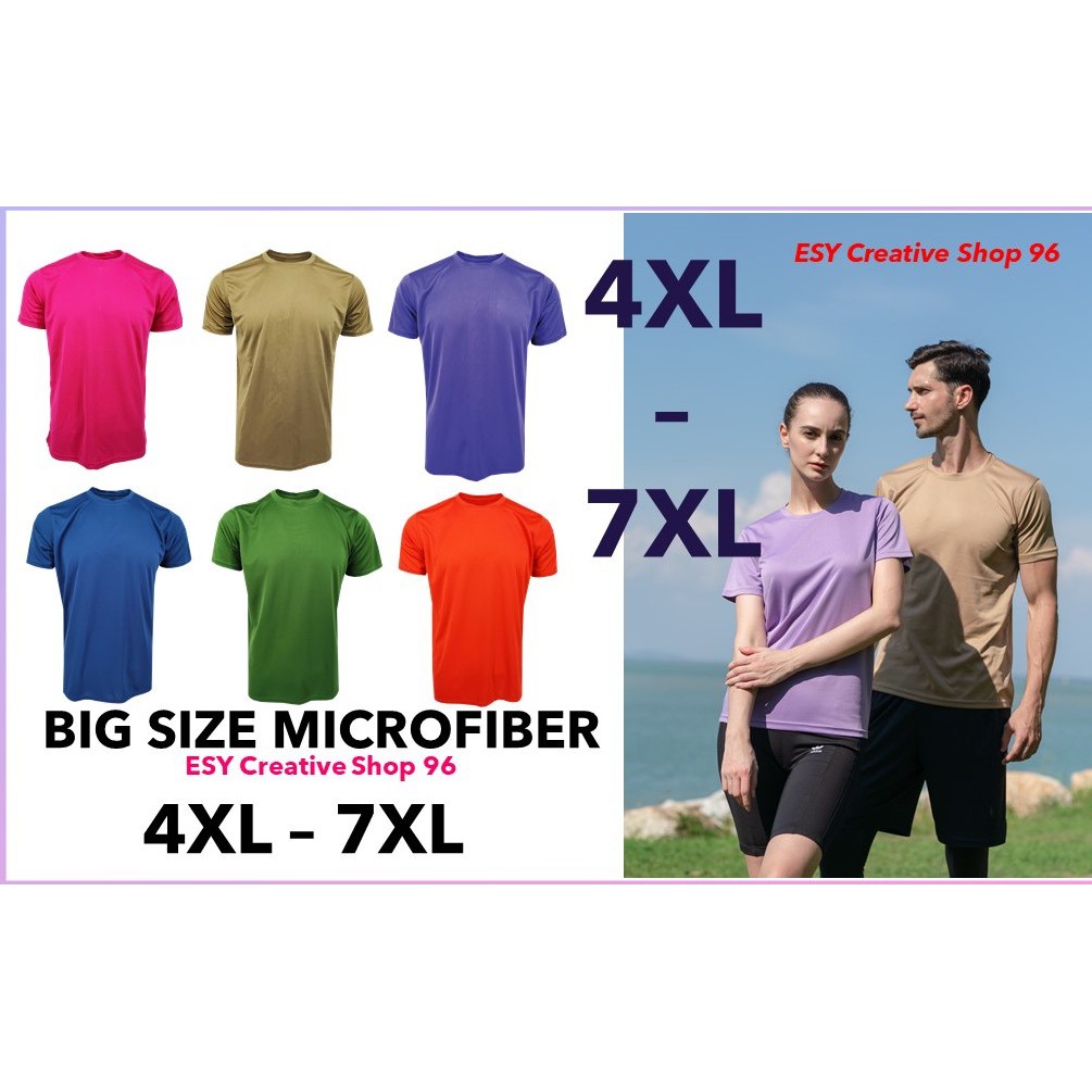 BIG SIZE (4XL - 7XL) Microfiber Round Neck Unisex Plain Shirt Jersey Plus Lelaki Plain | Shopee Singapore