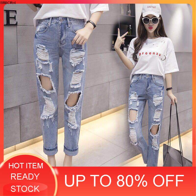 Girls ripped hot sale boyfriend jeans