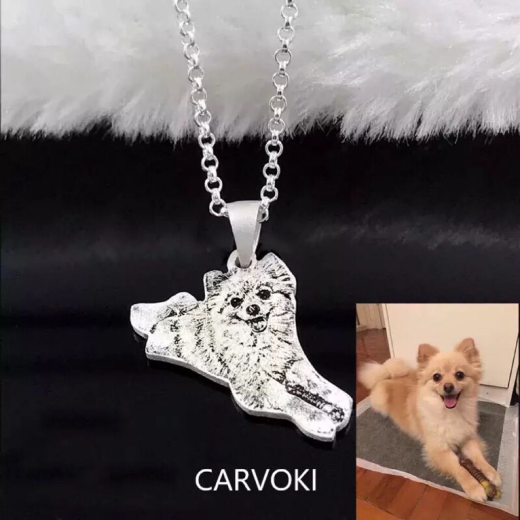 Pet photo necklace on sale silver