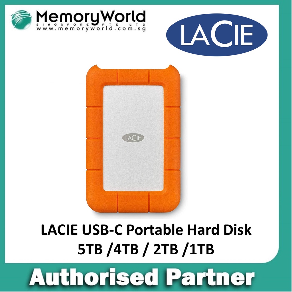 LACIE Rugged USB 3.1 Type C Portable Hard Disk, 1TB / 2TB / 4TB