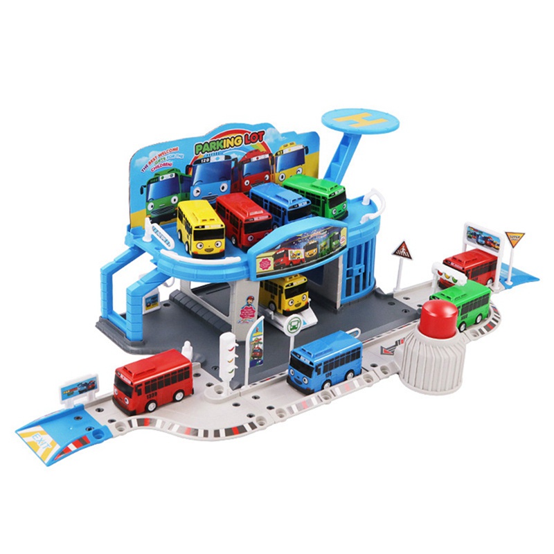 Tayo The Little Bus Toys Garage with DIY Tracks and Catapult