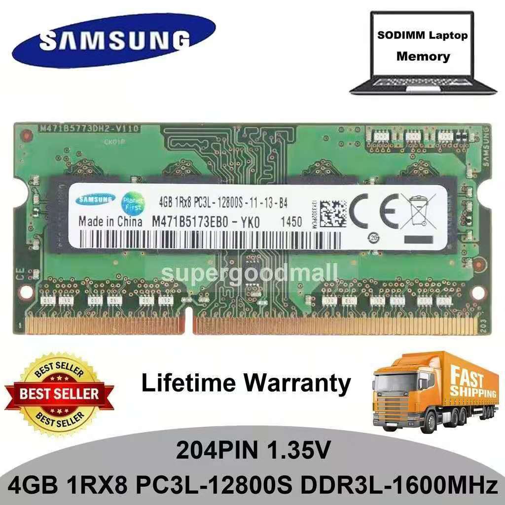 Samsung 4GB 1RX8 PC3L 12800S DDR3 1600Mhz 1.35V 204Pin SODIMM