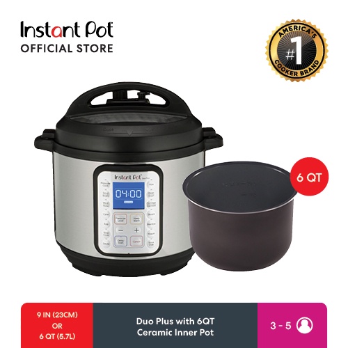  Instant Pot Duo Plus Mini 9-in-1 Electric Pressure Cooker,  Sterilizer, Slow Cooker, Rice Cooker, 3 Quart, 13 One-Touch Programs &  Ceramic Non Stick Interior Coated Inner Cooking Pot Mini 3 Quart