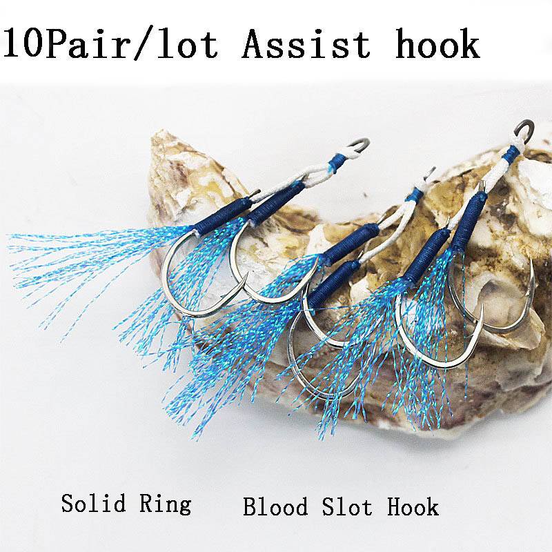 100pcs/Lot Assist Hook Fishing Lure Slow Jigging Fish Cast Jigs Barbed  Single Jig Hooks Thread Feather Pesca Carbon Steel Peche - AliExpress