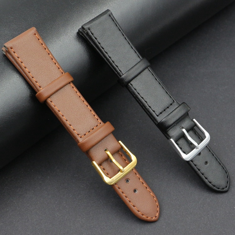 Men Women PU leather strap watch band Black Brown 12mm 14mm 16mm