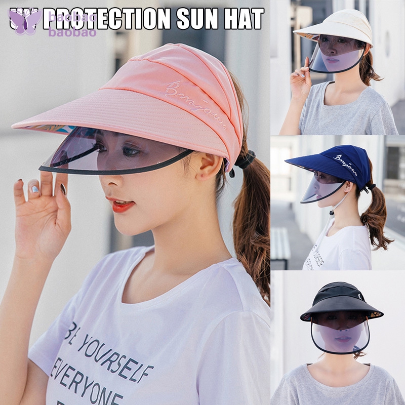 Sun Visor Hat Full Face Cover Safety Shield Eye Protect UV Cap Wide Brim