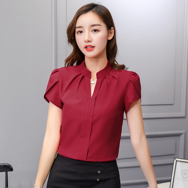 red short sleeve blouse