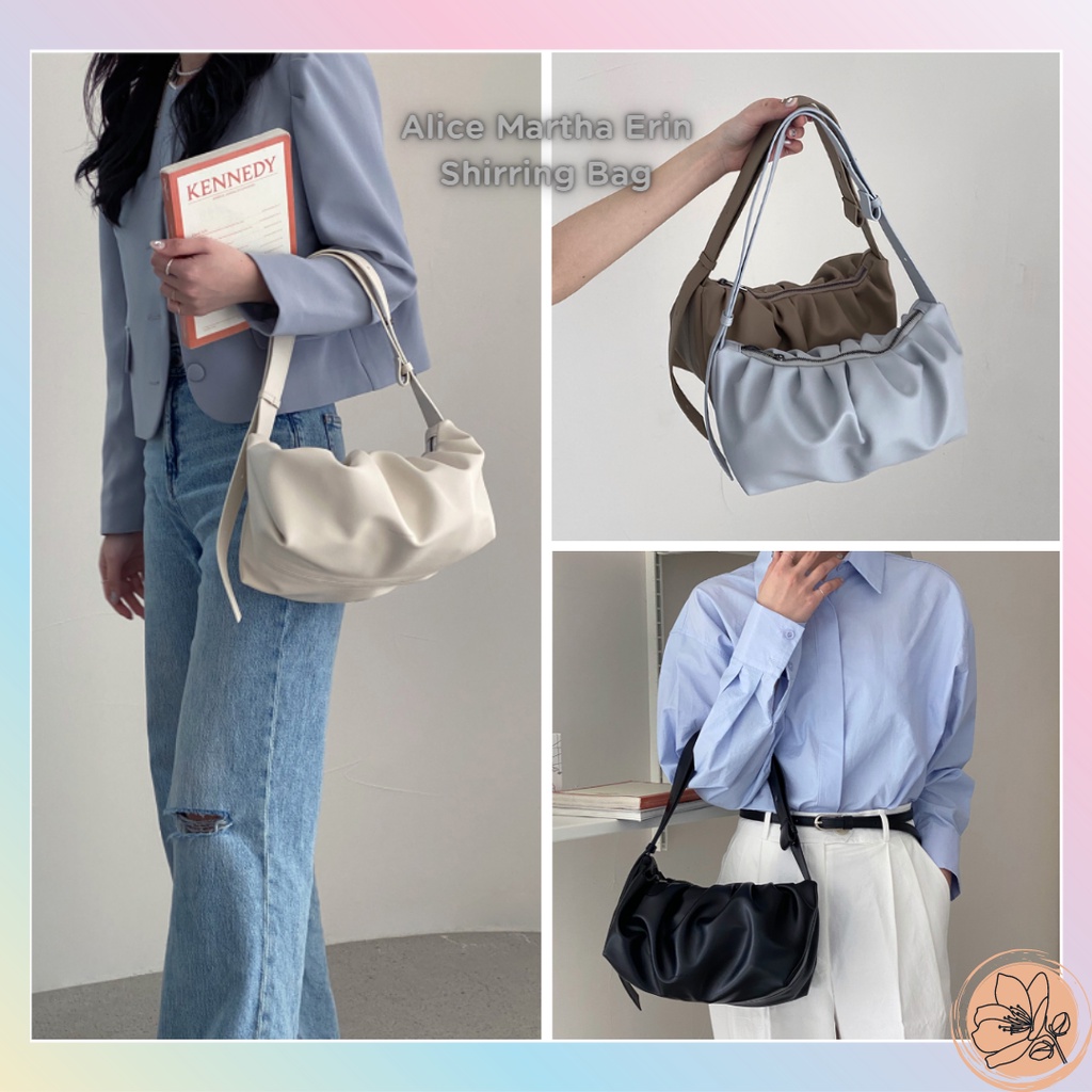 Alice Martha Erin Shirring Bag 9 Colors Shopee Singapore