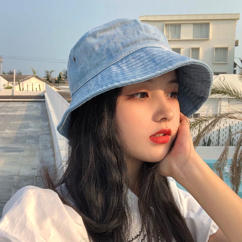 Summer Japanese Tie Bucket Hat for Women Korean Wide Brim