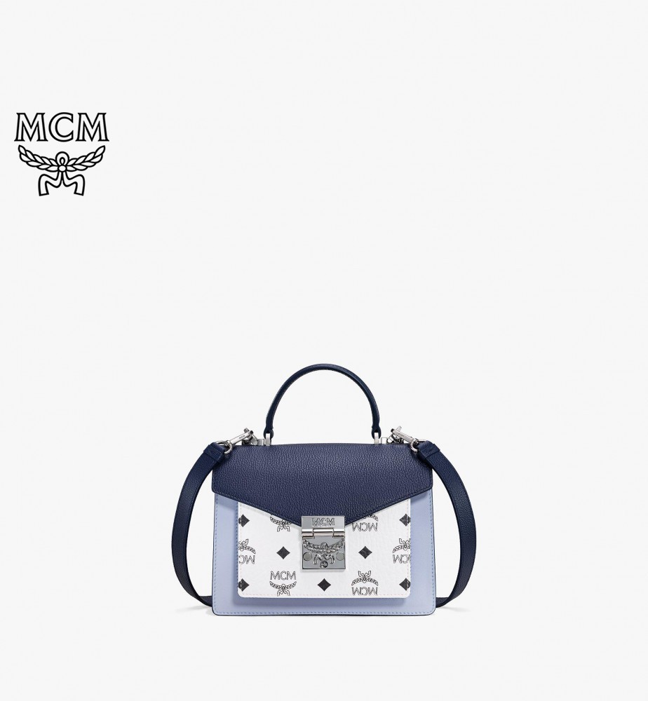 Mcm Small Patricia Visetos Satchel In Black