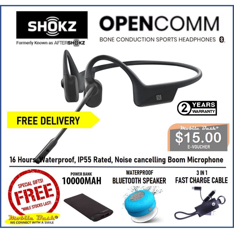 Aftershokz Shokz Opencomm 2 years Singapore warranty Shopee