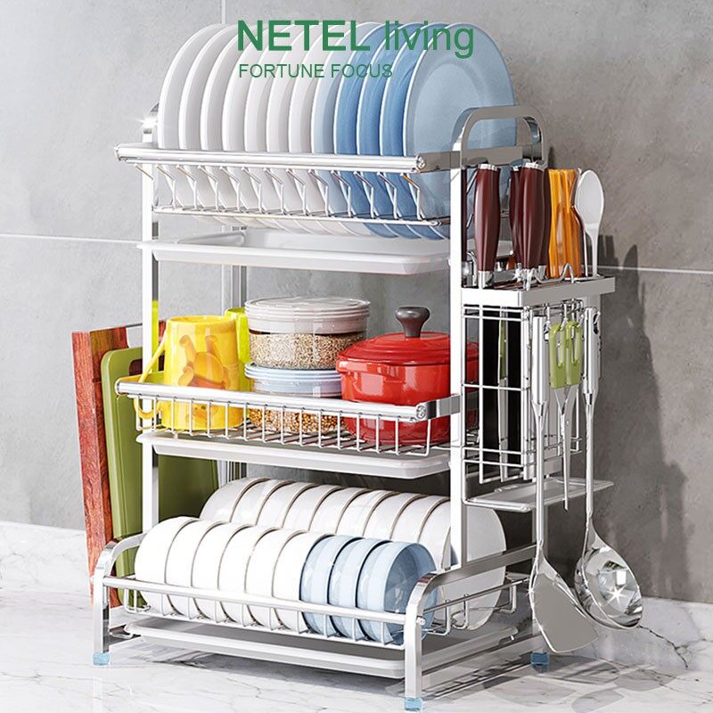 NETEL Under Sink Kitchen Rack Expandable Cabinet Shelf Organizer Shelf with  Removable Panels for Bathroom Storage