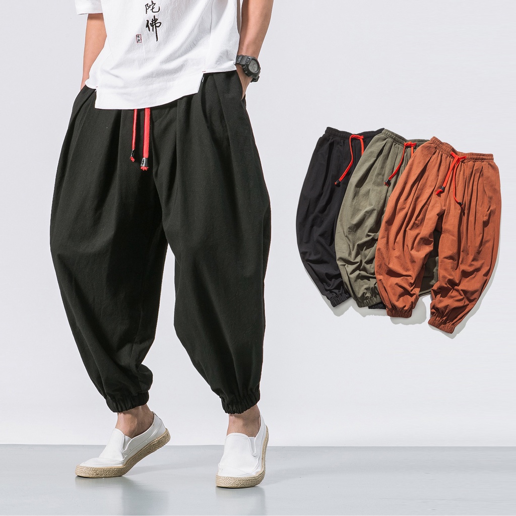 Streetwear Men's Joggers Sweatpants Loose Men Harem Pants Harajuku Style  Ankle-Length Trousers Man Wied Leg Pants Big Size