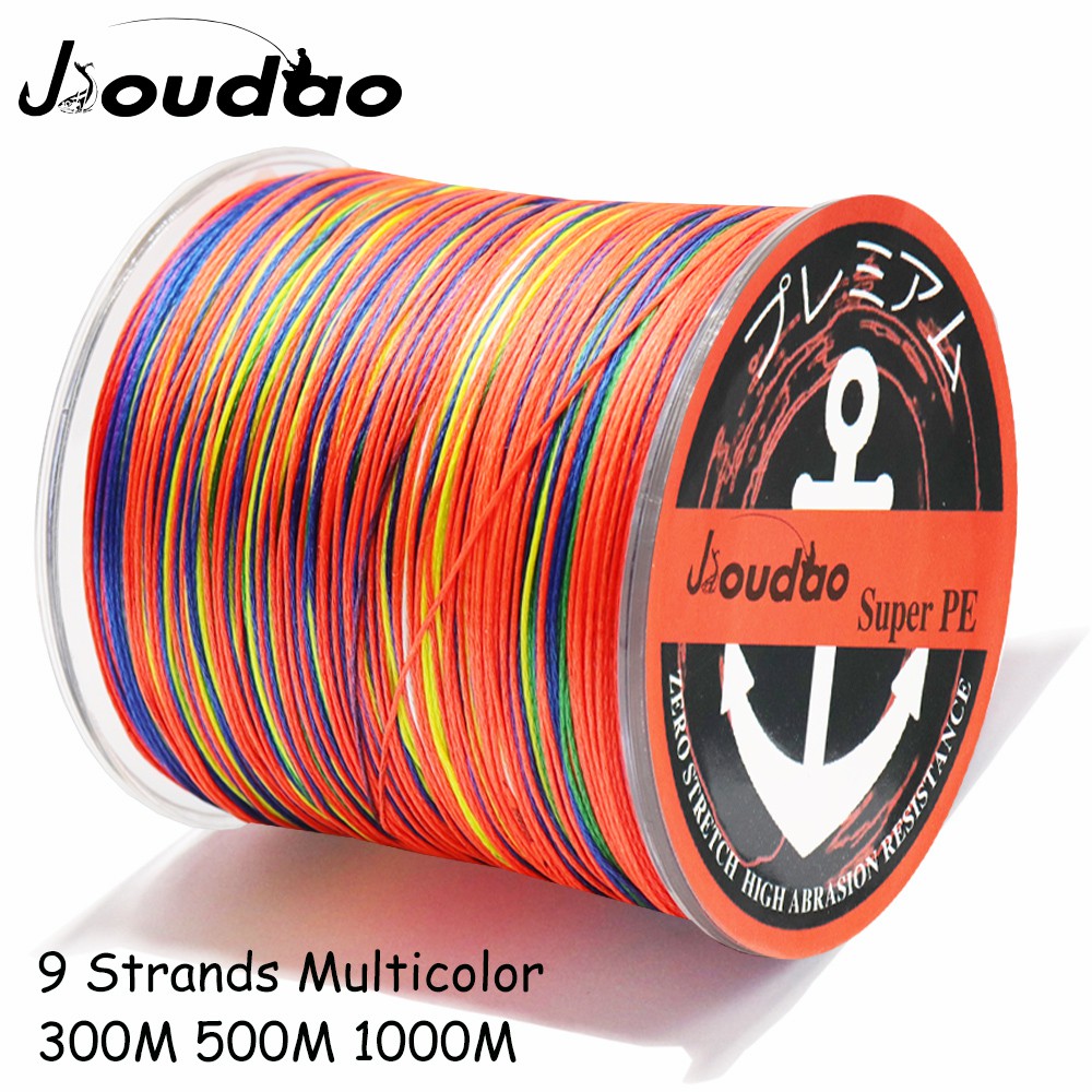 Jioudao 9 Strands Braided Line Multicolor Super Strong Strength PE Braided  Fishing Line for Salt/Freshwater