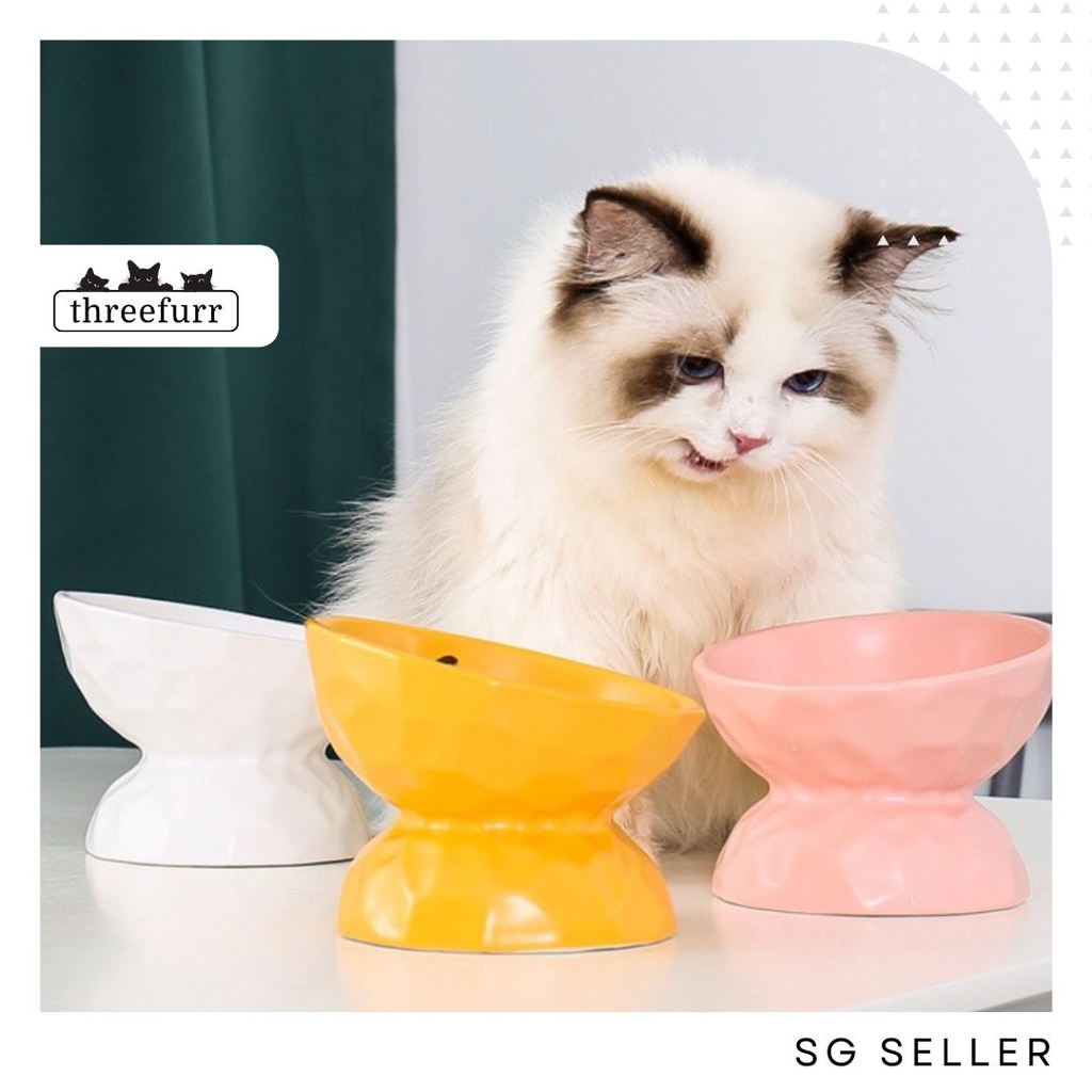 Elevated dog feeder with ceramic clearance bowls