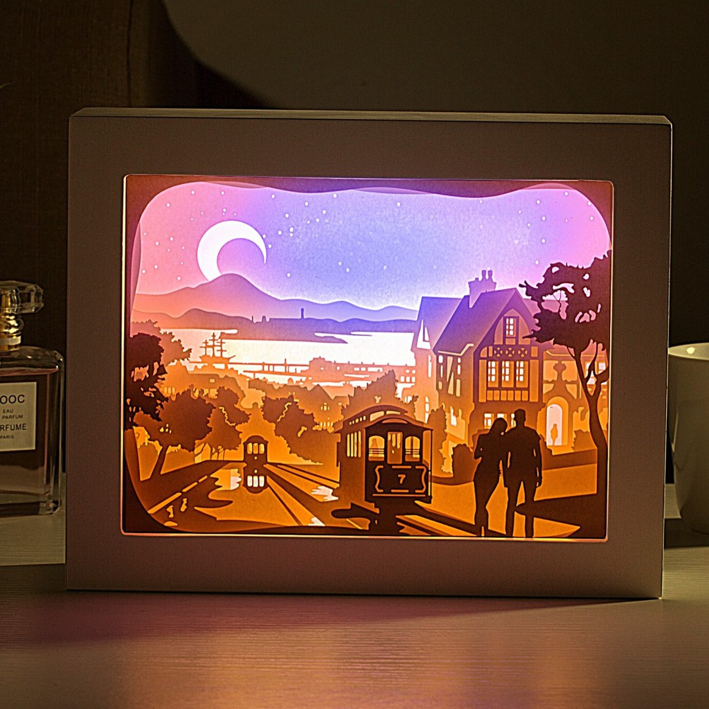 Seaside Art Light Box Light up Art Painting Shadow Art -  in