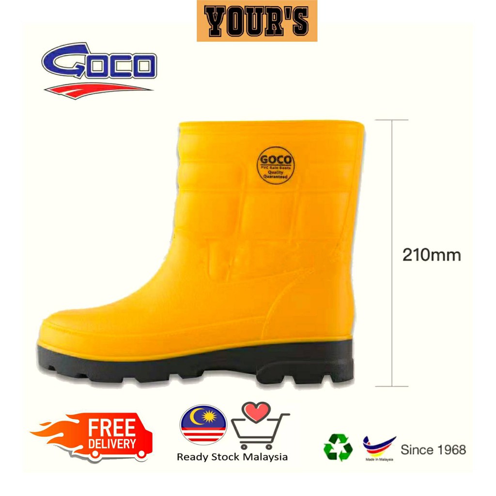 Ready Stock YOURS High Quality Rubber Rain Boot Yellow Kasut