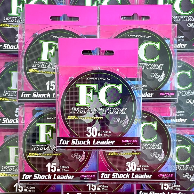 FC Phantom 100% Fluorocarbon Fishing Shock Leader Line 30lb 0.50mm 25yds  Japan