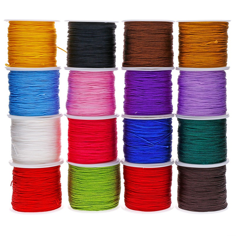 HW】0.8mm 45M/Roll Nylon Cord Thread Chinese Knot Rattail Bracelet Braided  String