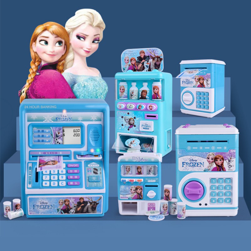 Frozen Kids ATM Password Insurance Automatic Roll Money Coin Piggy