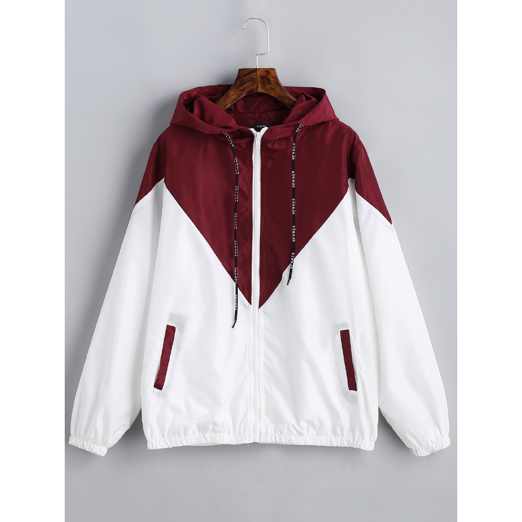 White on sale hooded windbreaker