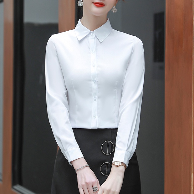 Long Sleeve White Shirt Women's Professional Office Lady Formal Work  Clothes Large Short Sleeve Women's Shirt