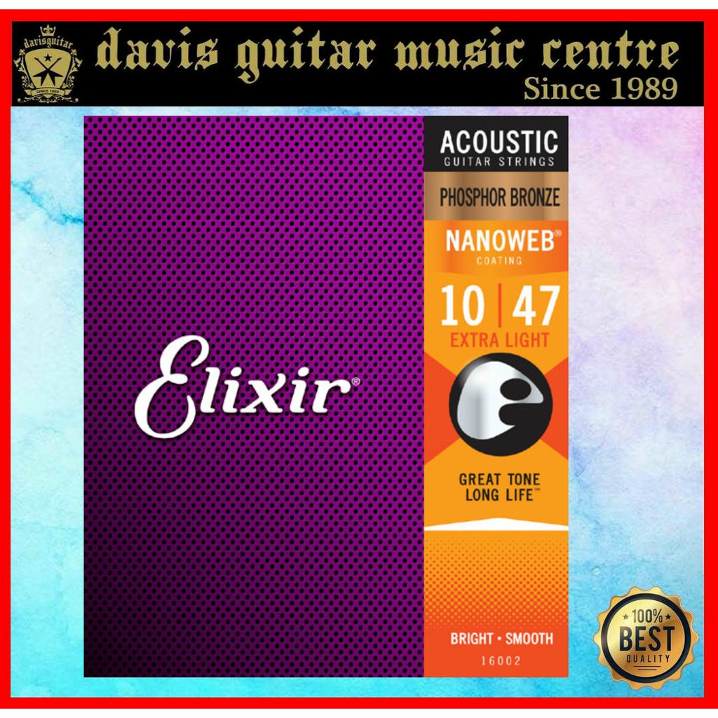 Elixir 10 47 Strings Acoustic Guitar Phosphor Bronze with NANOWEB