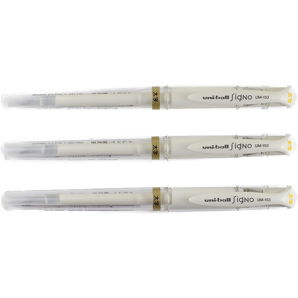 10Pcs Uni-Ball Signo UM-153 1.0mm Broad Gel Ink RollerBall Pen, WHITE