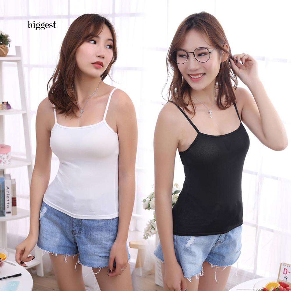 Elastic spaghetti strap hot sale tank top